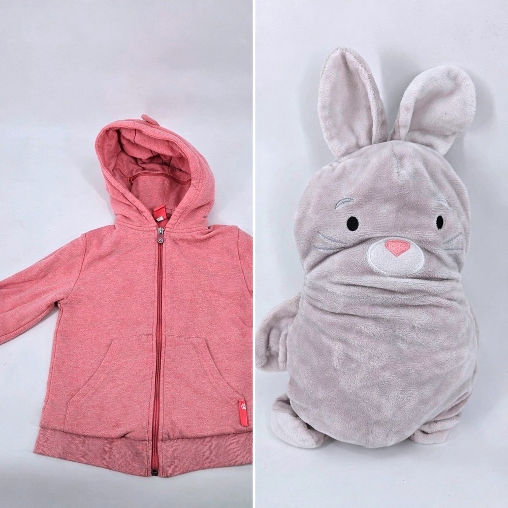Cubcoats Kids Benne the Bunny 2-in-1 Transforming Pink Zip-Up Hoodie Plushie 6/7